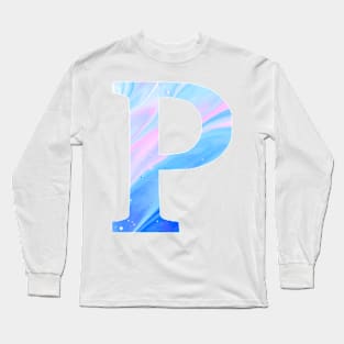 The Letter P Blue and Pink Marble Long Sleeve T-Shirt